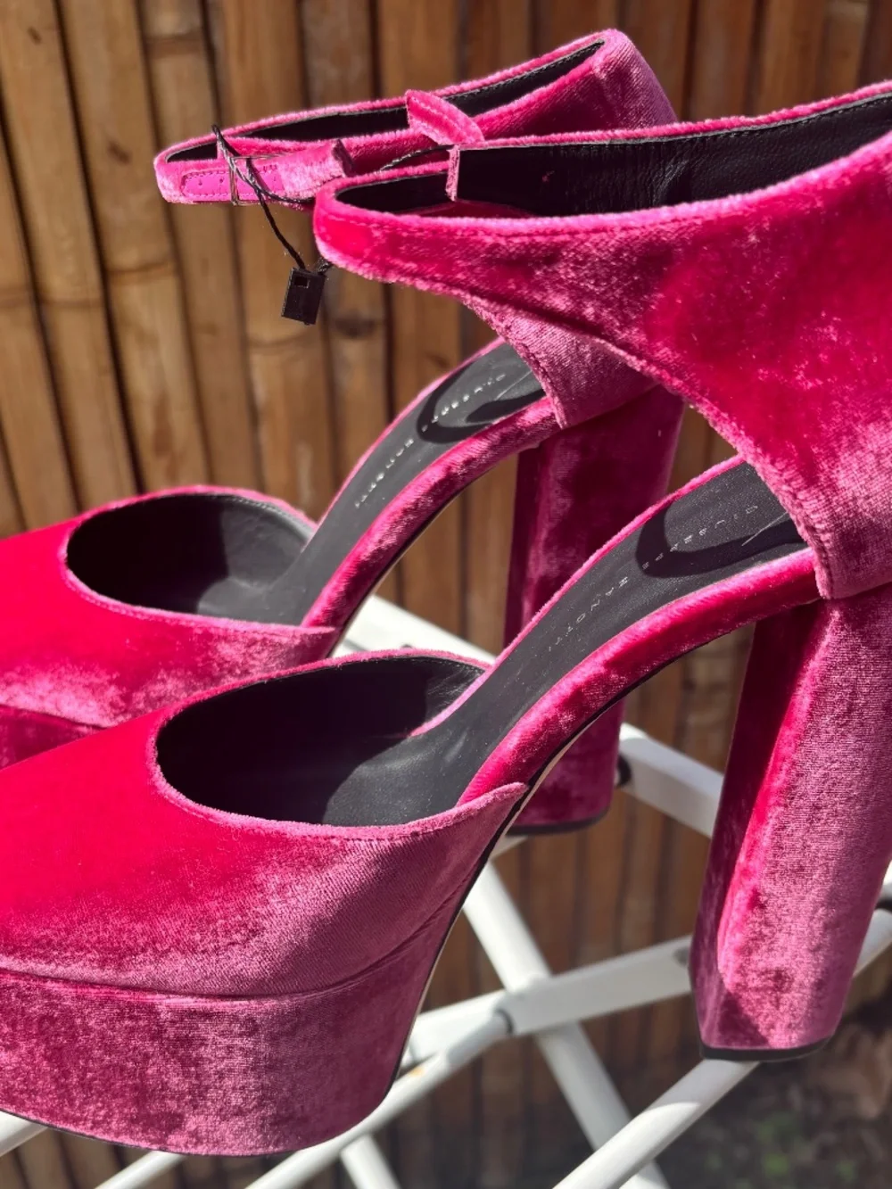 Giuseppe Zanotti Pink Velvet D’Orsay Platform Heels Size 10